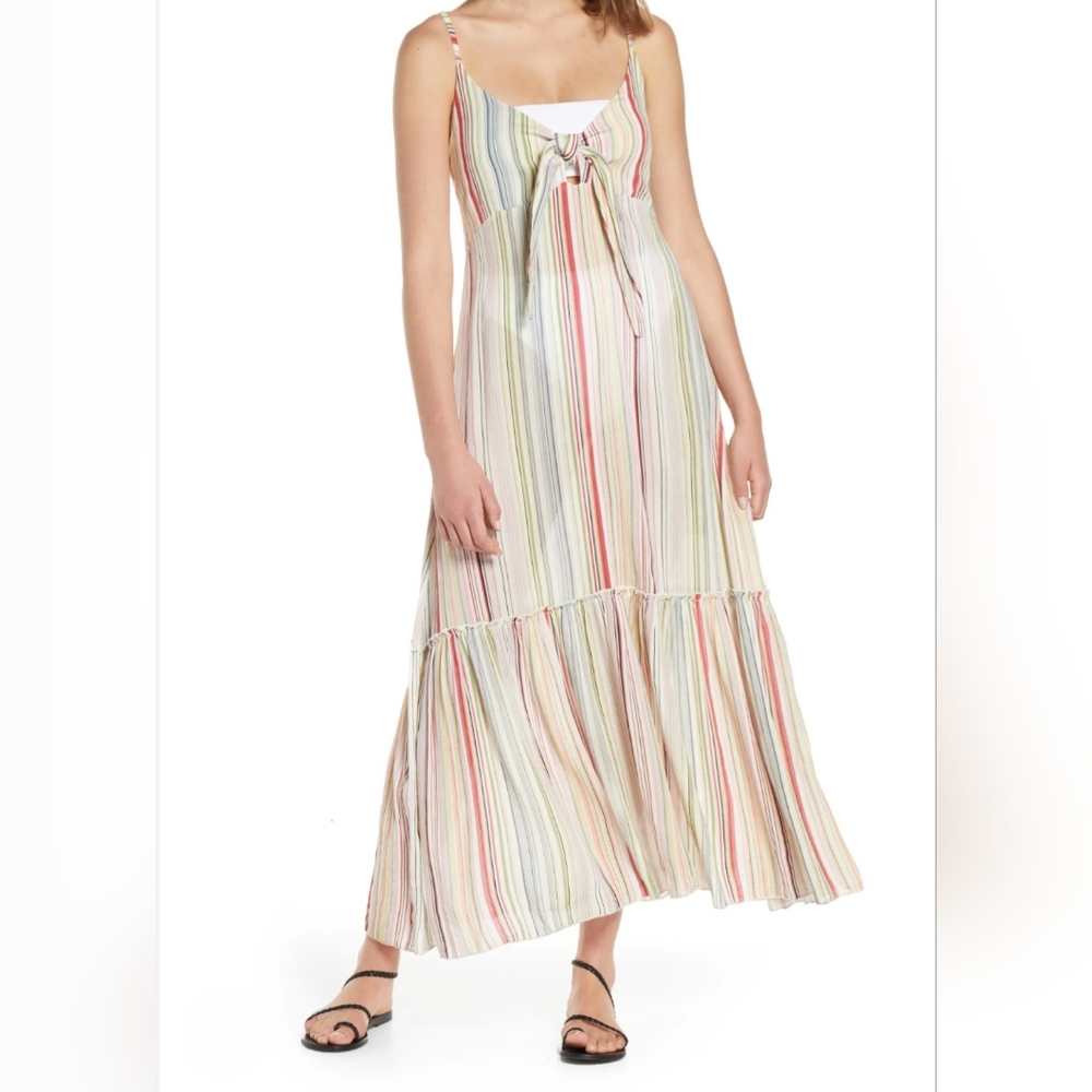 Elan Striped Maxi Dress Cover Up  Medium